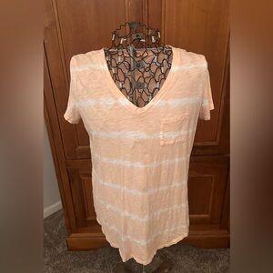 Torrid Peach and White Striped Short Sleeve Tee